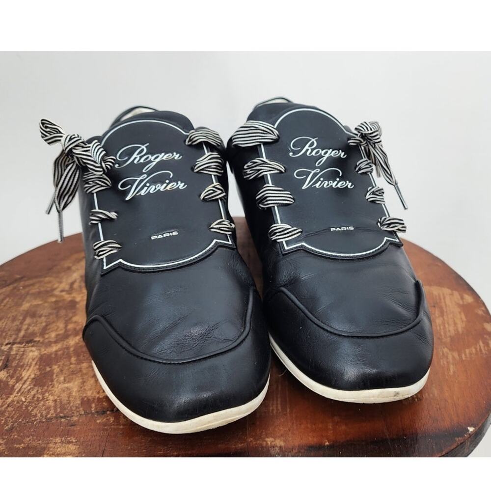 Roger Vivier Paris Genuine Leather Athletic Sneakers Size 39 1/2 39.5 - Picture 3 of 12
